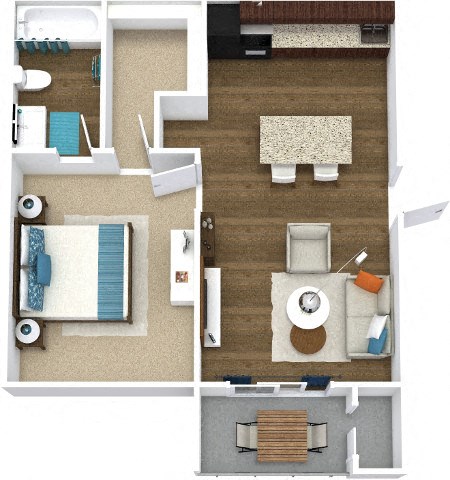 a floor plan of a one bedroom apartment  at Avenues of Kennesaw East & West, Georgia